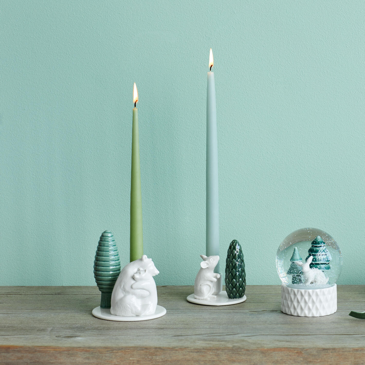 Winter stories mouse lysestage - hvid/grøn